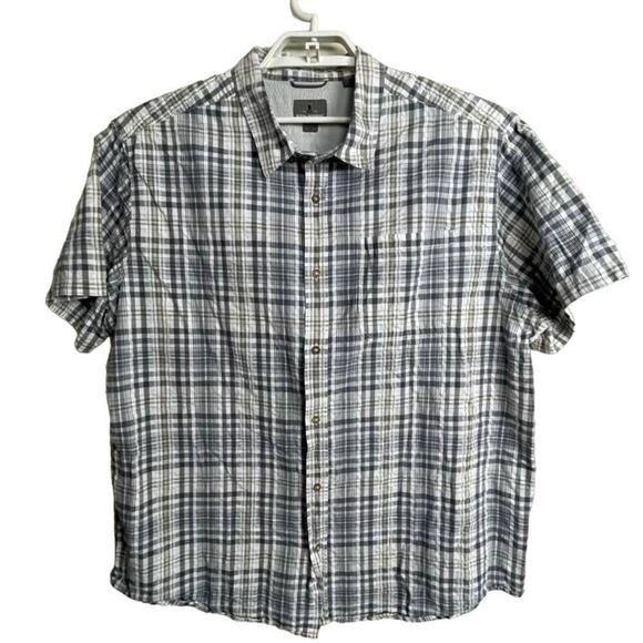 Royal Robbins Men's Sz XXL‎ Gray White Plaid Short Sleeves Button Up Shirt - Picture 1 of 8